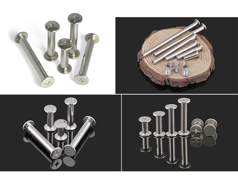 LBY 160pcs Phillips Chicago Screws, M5 x 6/8/10/12/15/18mm Binding Screw Posts, Binding Barrels and Screws Assortment Kit, with Extention Posts (40pcs), Nickel-Plated (Silvery) - Image 4